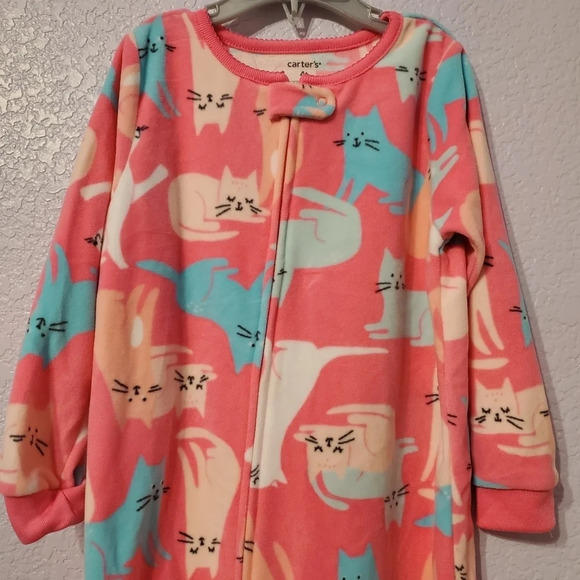 NWOT Carter's Girl Fleece Zipper Footed Kitty Pajamas 4T - Picture 2 of 6